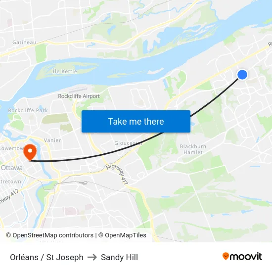 Orléans / St Joseph to Sandy Hill map