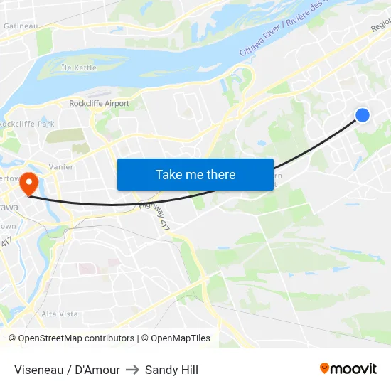 Viseneau / D'Amour to Sandy Hill map