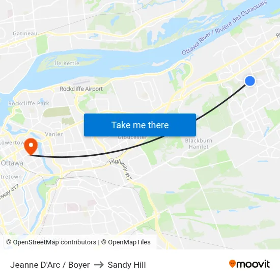 Jeanne D'Arc / Boyer to Sandy Hill map