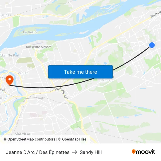 Jeanne D'Arc / Des Épinettes to Sandy Hill map