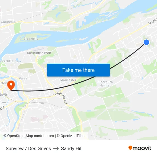 Sunview / Des Grives to Sandy Hill map