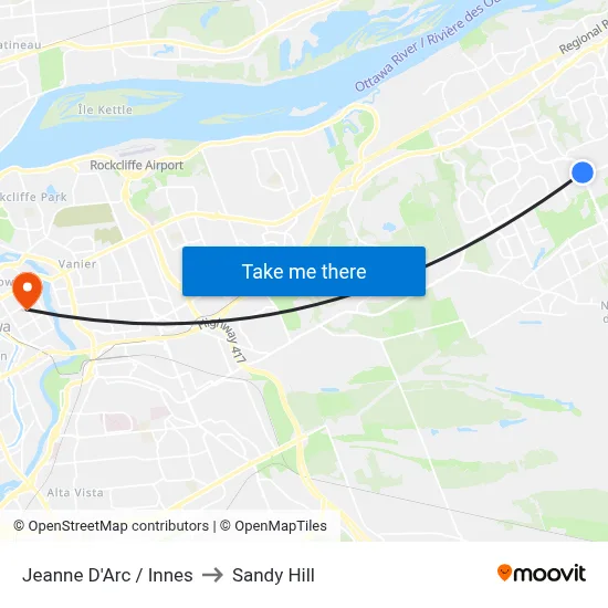 Jeanne D'Arc / Innes to Sandy Hill map