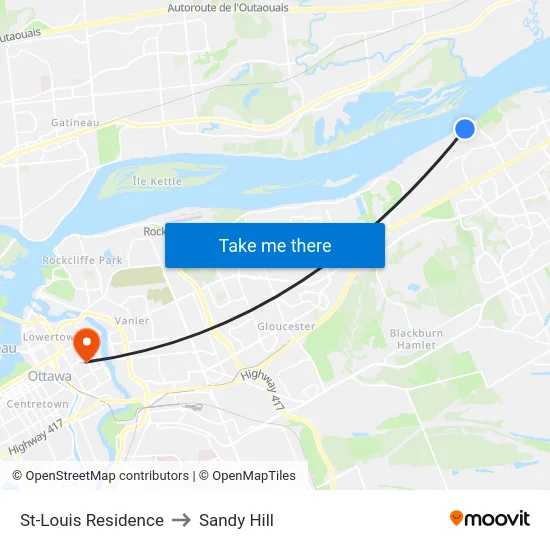 St-Louis Residence to Sandy Hill map