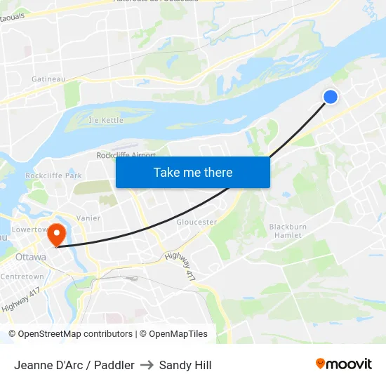 Jeanne D'Arc / Paddler to Sandy Hill map