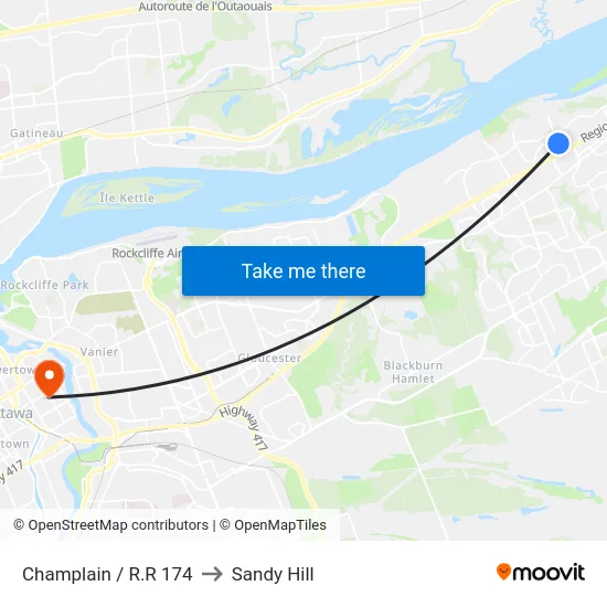 Champlain / R.R 174 to Sandy Hill map