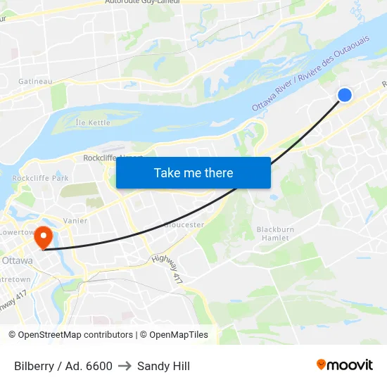 Bilberry / Ad. 6600 to Sandy Hill map