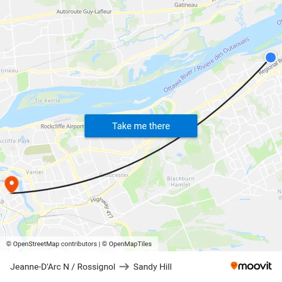 Jeanne-D'Arc N / Rossignol to Sandy Hill map