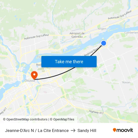 Jeanne-D'Arc N / La Cite Entrance to Sandy Hill map