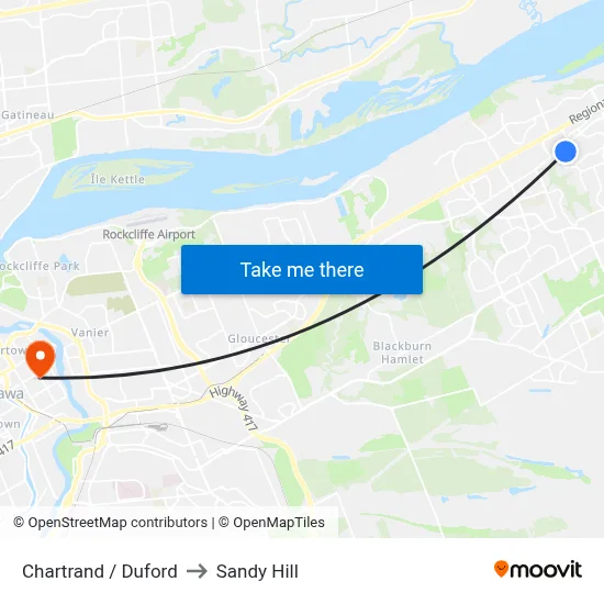 Chartrand / Duford to Sandy Hill map