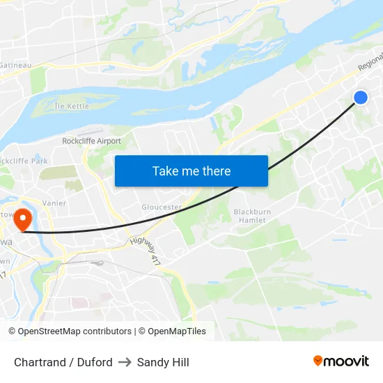 Chartrand / Duford to Sandy Hill map