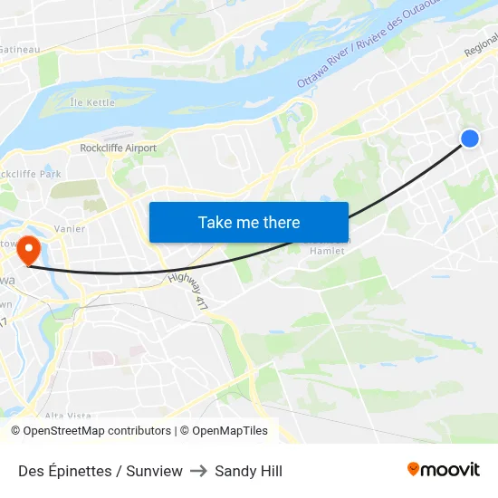 Des Épinettes / Sunview to Sandy Hill map