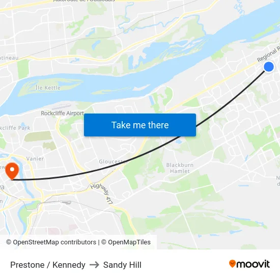 Prestone / Kennedy to Sandy Hill map