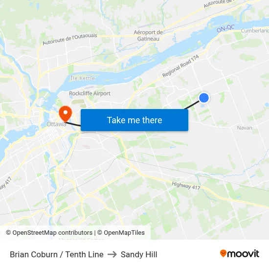 Brian Coburn / Tenth Line to Sandy Hill map