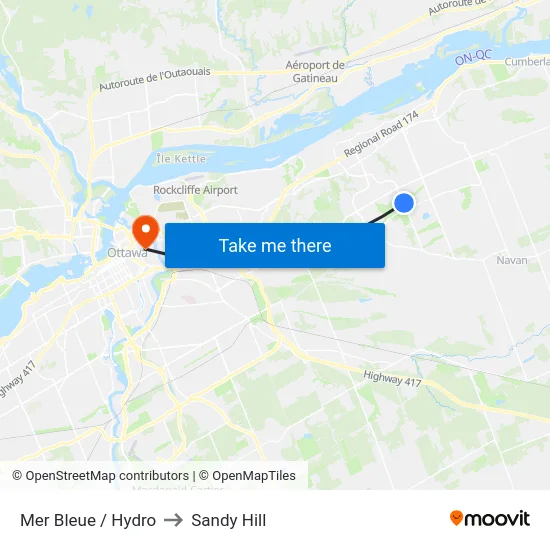 Mer Bleue / Hydro to Sandy Hill map