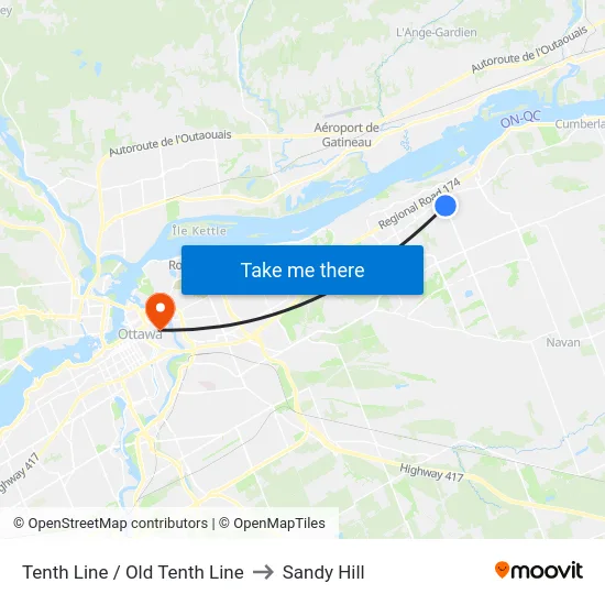 Tenth Line / Old Tenth Line to Sandy Hill map