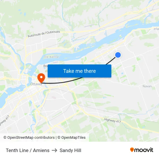 Tenth Line / Amiens to Sandy Hill map