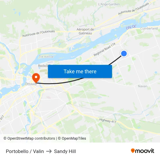 Portobello / Valin to Sandy Hill map