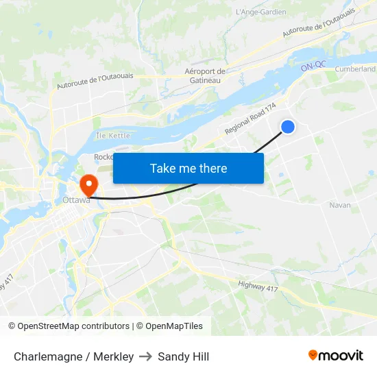 Charlemagne / Merkley to Sandy Hill map