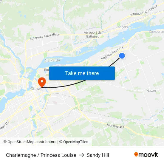 Charlemagne / Princess Louise to Sandy Hill map