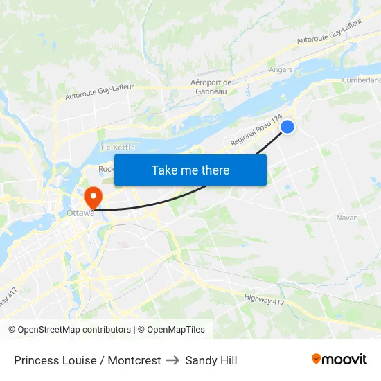 Princess Louise / Montcrest to Sandy Hill map