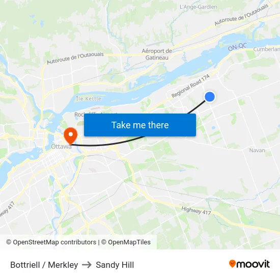 Bottriell / Merkley to Sandy Hill map