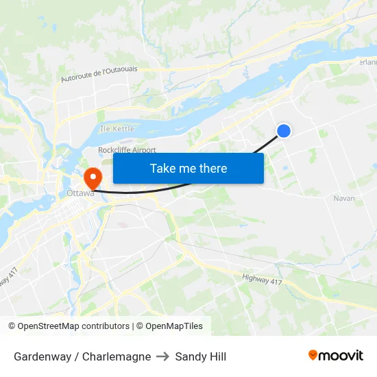 Gardenway / Charlemagne to Sandy Hill map