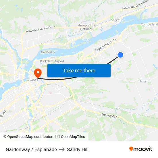 Gardenway / Esplanade to Sandy Hill map