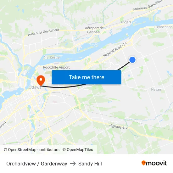 Orchardview / Gardenway to Sandy Hill map