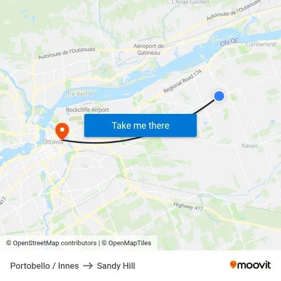 Portobello / Innes to Sandy Hill map