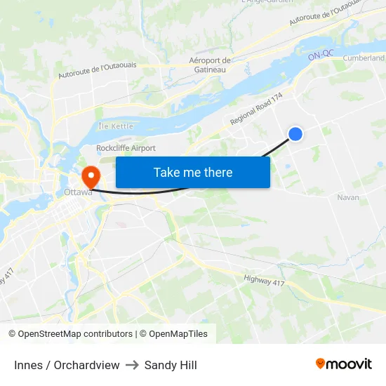 Innes / Orchardview to Sandy Hill map