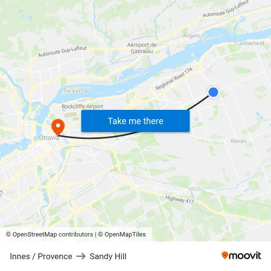 Innes / Provence to Sandy Hill map