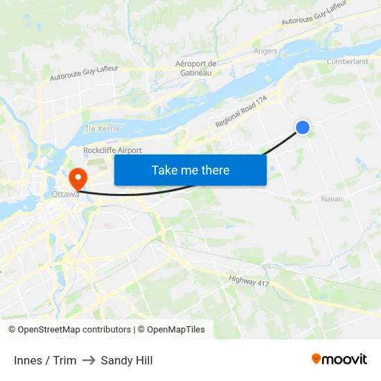 Innes / Trim to Sandy Hill map