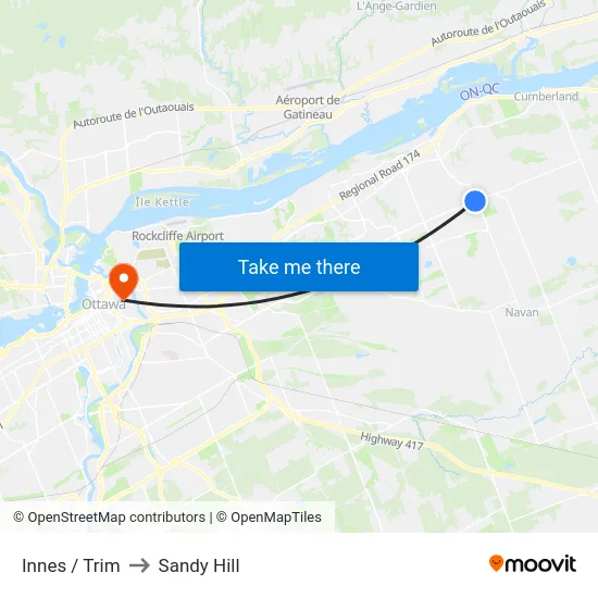 Innes / Trim to Sandy Hill map
