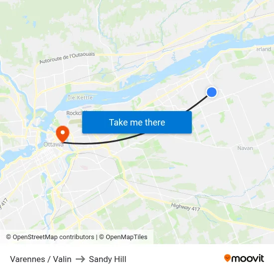 Varennes / Valin to Sandy Hill map
