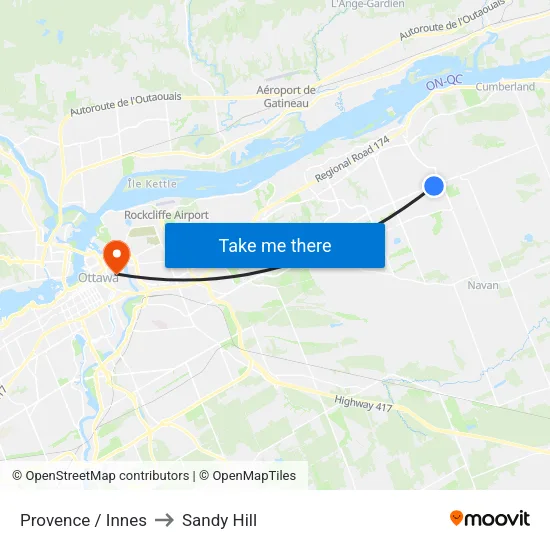 Provence / Innes to Sandy Hill map