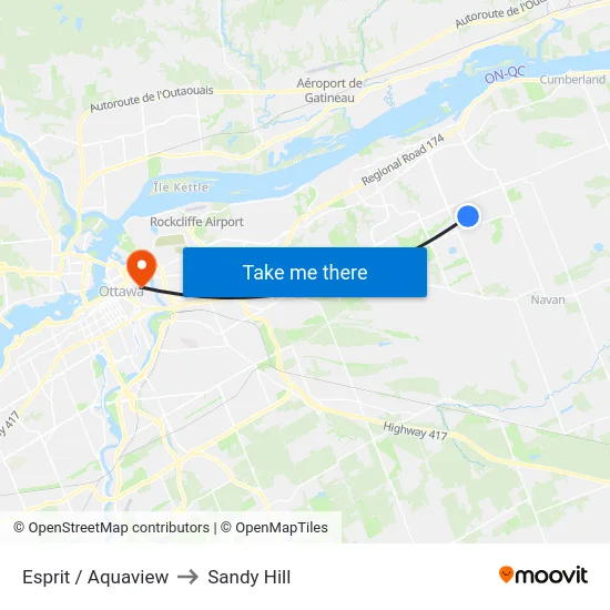 Esprit / Aquaview to Sandy Hill map
