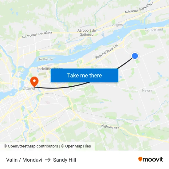 Valin / Mondavi to Sandy Hill map