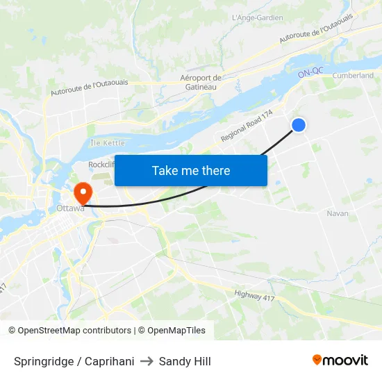 Springridge / Caprihani to Sandy Hill map