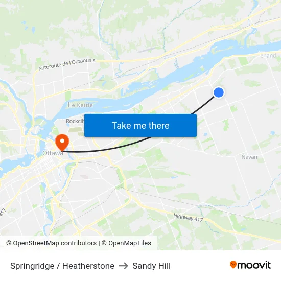 Springridge / Heatherstone to Sandy Hill map