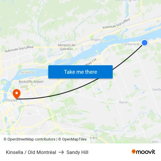 Kinsella / Old Montréal to Sandy Hill map
