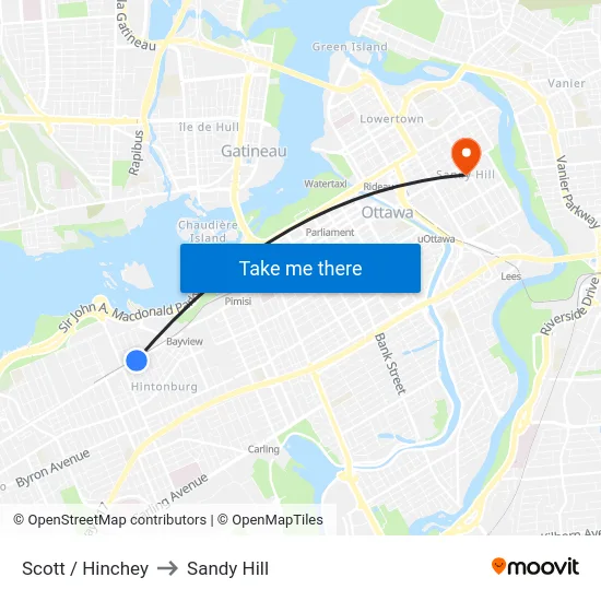 Scott / Hinchey to Sandy Hill map