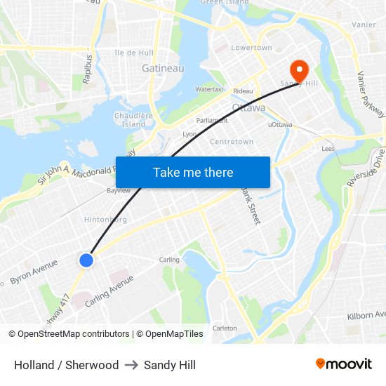 Holland / Sherwood to Sandy Hill map