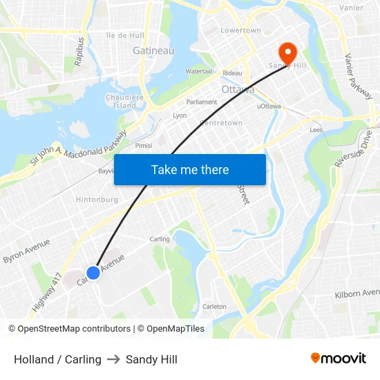 Holland / Carling to Sandy Hill map