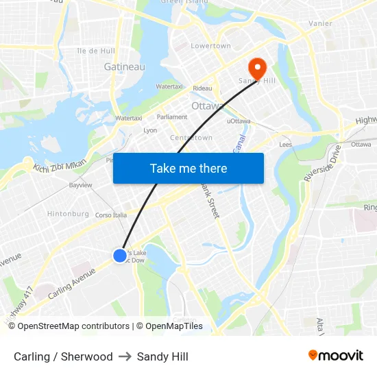 Carling / Sherwood to Sandy Hill map