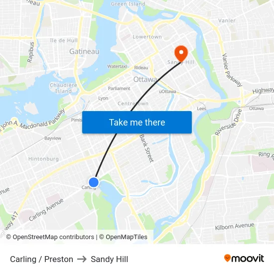 Carling / Preston to Sandy Hill map