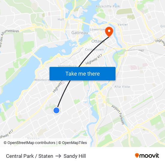 Central Park / Staten to Sandy Hill map