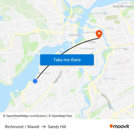 Richmond / Wavell to Sandy Hill map
