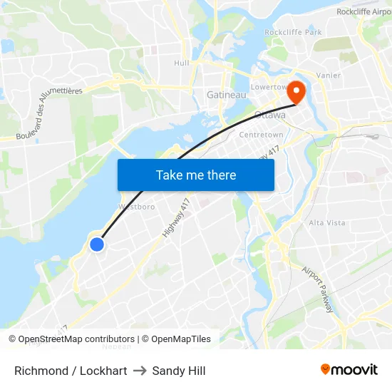 Richmond / Lockhart to Sandy Hill map