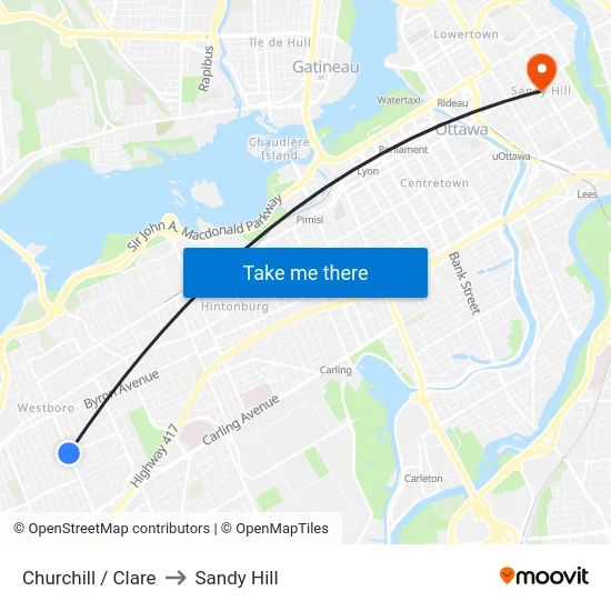Churchill / Clare to Sandy Hill map