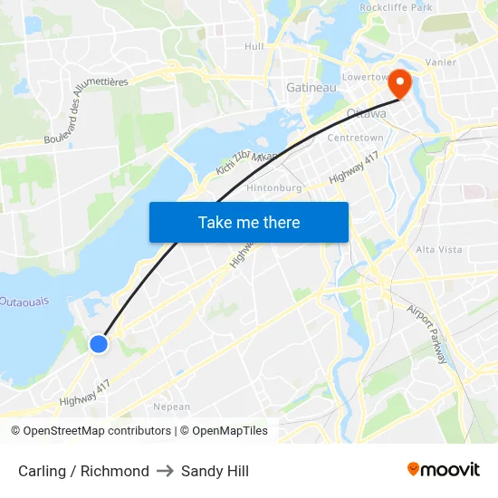 Carling / Richmond to Sandy Hill map